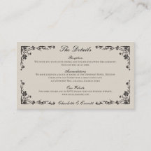 Black Floral Wedding Details Enclosure Card