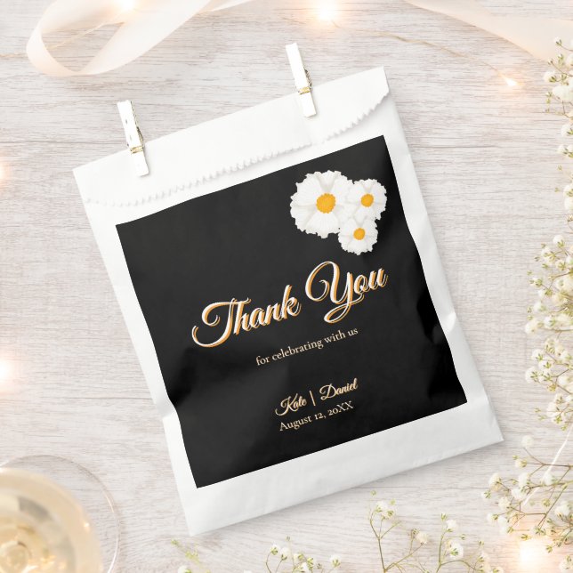Black Floral Wedding Favour Bags (Clipped)