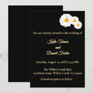 Black Floral Wedding Invitation