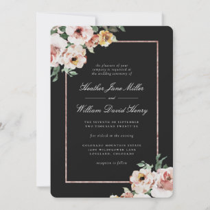 Black Floral Wedding Invitation