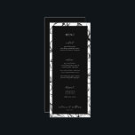 Black Floral Wedding Menu and Thank You<br><div class="desc">Elegant black vintage garden floral frame,  menu and thank you card. Features,  white typography with menu on front and thank you message on back.</div>
