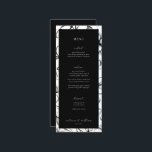 Black Floral Wedding Menu and Thank You<br><div class="desc">Elegant black vintage garden floral frame,  menu and thank you card. Features,  white typography with menu on front and thank you message on back.</div>