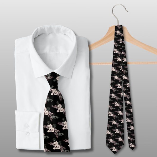 Black Floral Wedding  Neck Tie (Creator Uploaded)