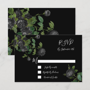 Black Floral Wedding response cards RSVP