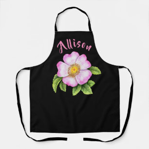Black Floral Women's Name Apron