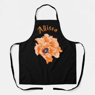 Black Floral Women's Name Apron