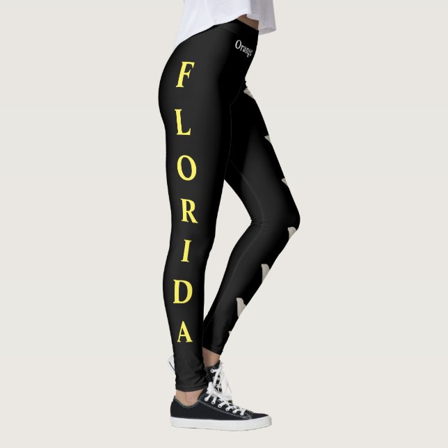 Black Florida State Flower Orange Blossom Leggings (Right)