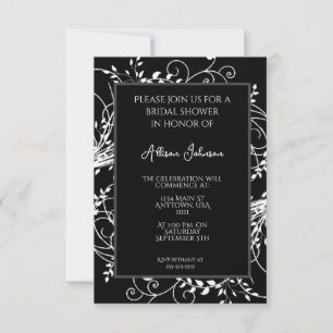 Black Flourish Bridal Shower Invitation