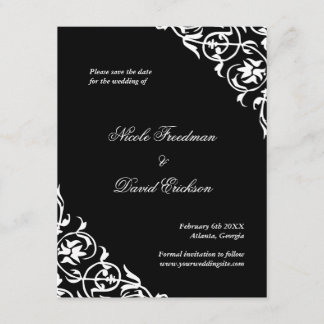 Black flourish classy scroll wedding save the date