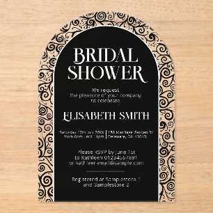   Black Flourish Dark Gothic Witchy Bridal Shower Acrylic Invitations