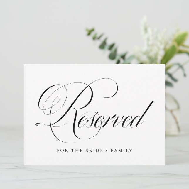 Black Flourish Script Reserved Wedding (Standing Front)