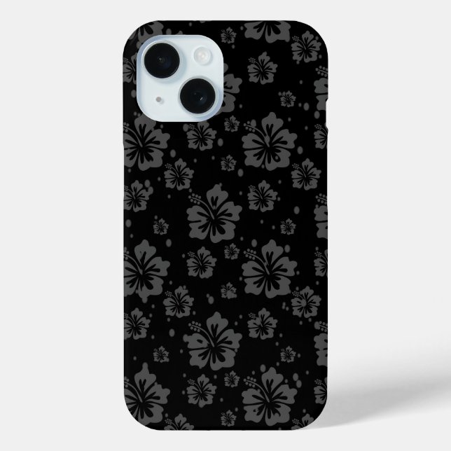 Black Flower Illustration on Black Background  Case-Mate iPhone Case (Back)