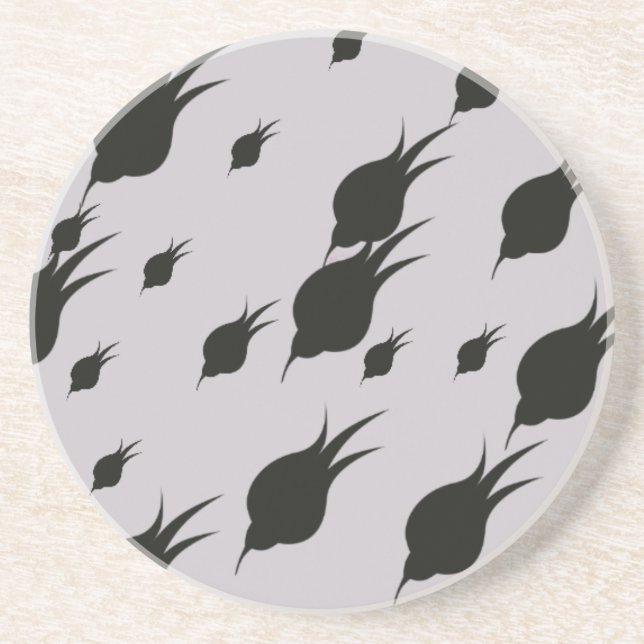 black flower in snow flakes coaster (Front)
