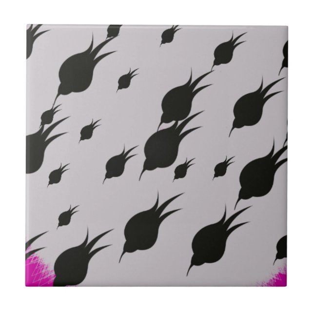 black flower in snow flakes tile (Front)