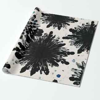 Black Flower Ink: Cool Abstract Design Wrapping Paper