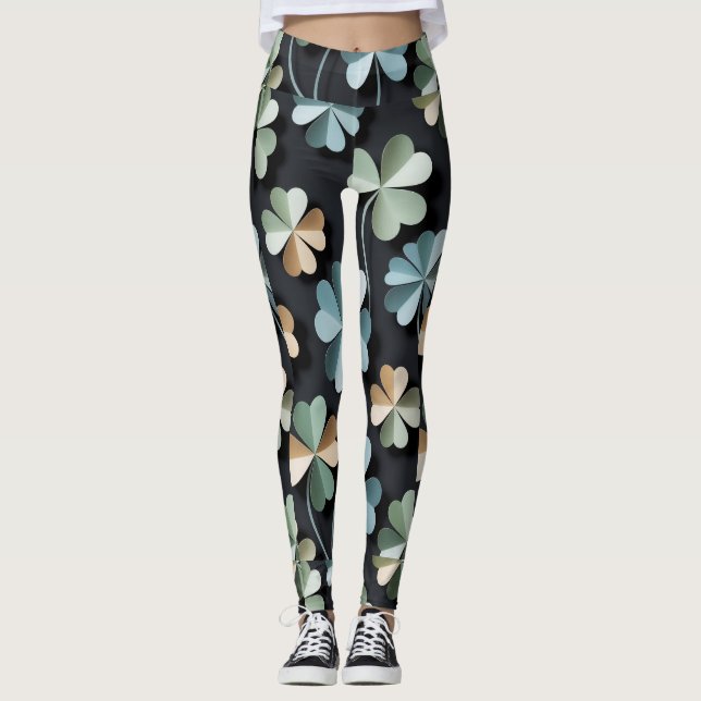 “Black Flower Leggings–Christian Ai design  Leggings (Front)