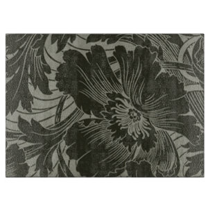 Black Flower Line Art Cutting Board