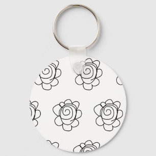 black flower line art design coffee mug key ring