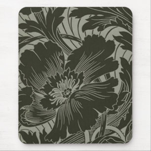 Black Flower Line Art Mouse Pad