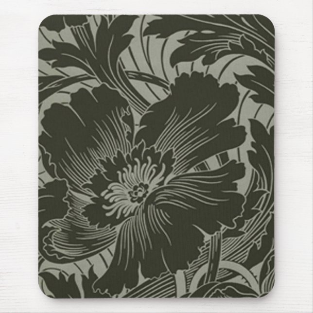 Black Flower Line Art Mouse Pad (Front)
