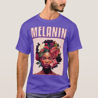 Black Flower Melanin Girl T-Shirt