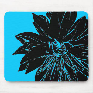 Black flower mouse mat
