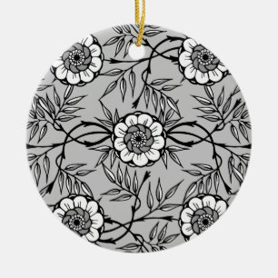 Black Flower Pattern Ceramic Tree Decoration