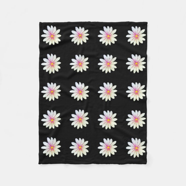 Black Flower Pattern Fleece Blanket (Front)