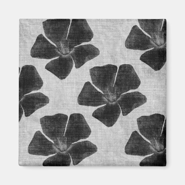 Black Flower Pattern Magnet (Front)