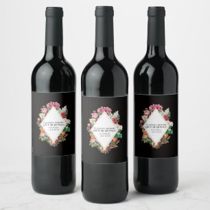 Black Flower Photo Funeral Wine Label
