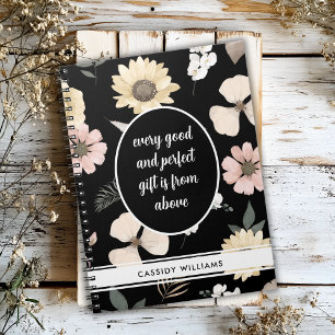 Black flower prayer journal notebook