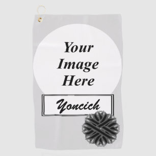 Black Flower Ribbon by Kenneth Yoncich Golf Towel