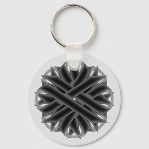 Black Flower Ribbon by Kenneth Yoncich Key Ring