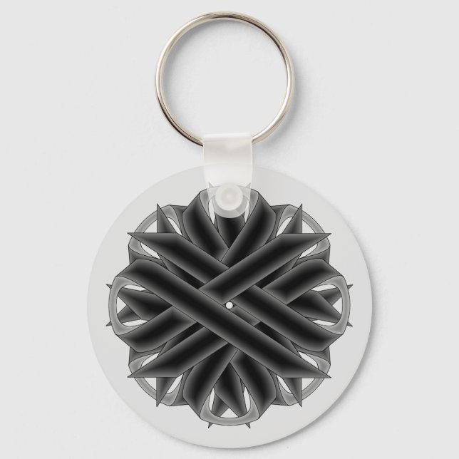 Black Flower Ribbon by Kenneth Yoncich Key Ring (Front)