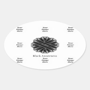 Black Flower Ribbon Template by Kenneth Yoncich Oval Sticker