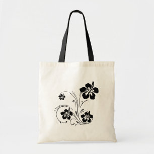 Black Flower Stencil Personalised Tote Bag