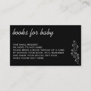 Black Flower Summer Fall Gift Books Baby Enclosure Card