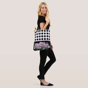 Black flower tote bag