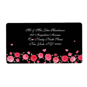 Black Flower Wedding Elegant Address Stickers