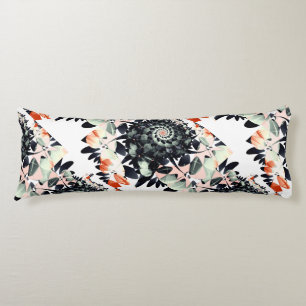 Black Flowers Abstract Body Cushion