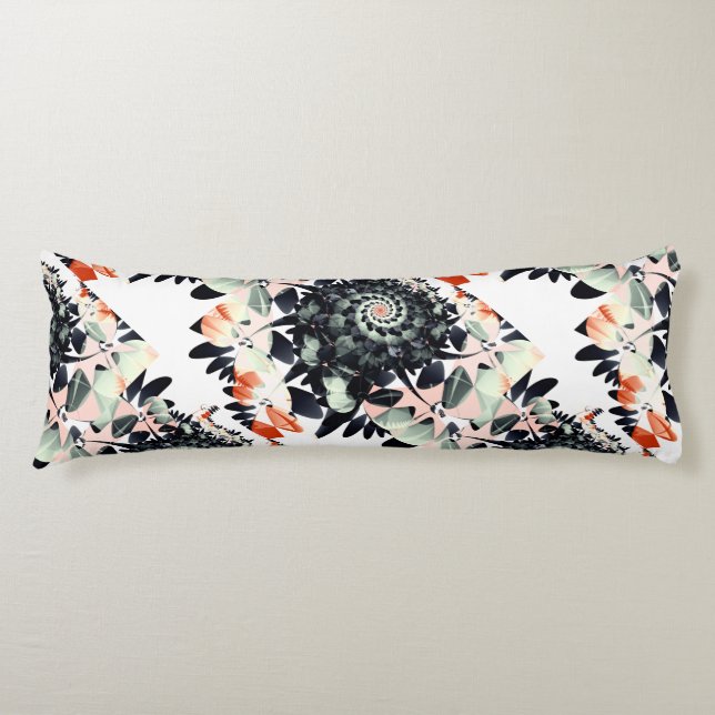 Black Flowers Abstract Body Cushion (Front)