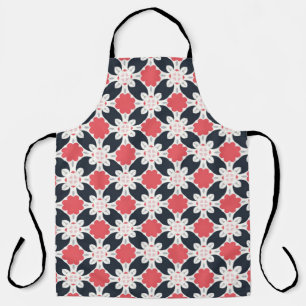 Black Flowers and Pink Flower Pattern Apron