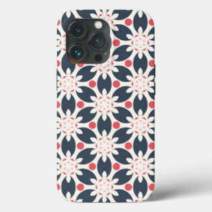 Black Flowers and Pink Spots Pattern  iPhone 13 Pro Case