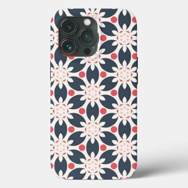 Black Flowers and Pink Spots Pattern  Case-Mate iPhone Case (Back)