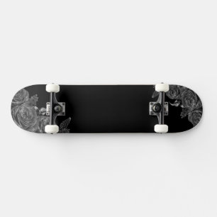 Black flowers composition skateboard
