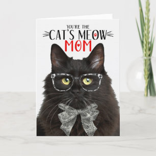 Black Fluffy Cat for Pet Mum on Mother's Day Holiday Card