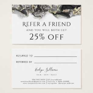 black fluid marble referral card