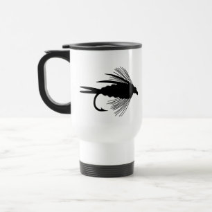 Black fly fishing lure travel mug