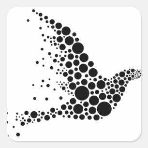 Black Flying Bird Square Sticker