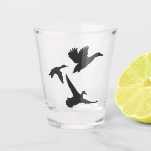 Black Flying Ducks Silhouette Shot Glass
